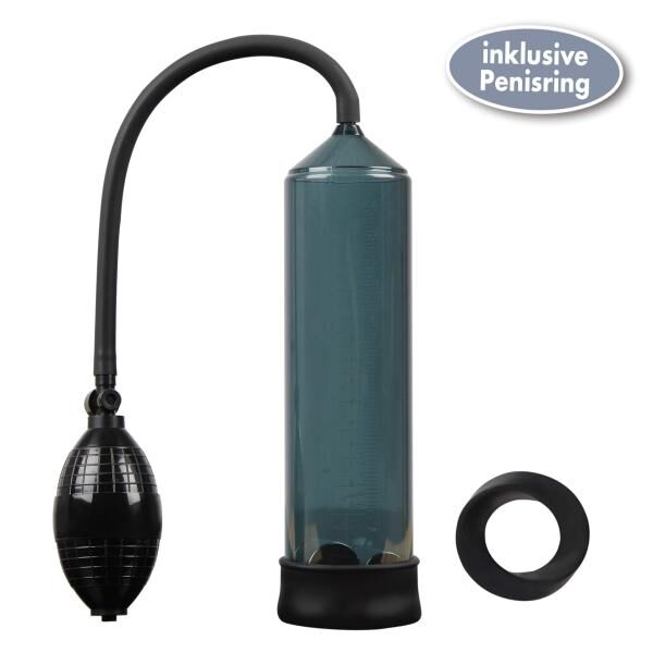 LUSTVOLL Penispumpe klassisch schwarz für eine verzögerte Ejakulation inkl. Penisring