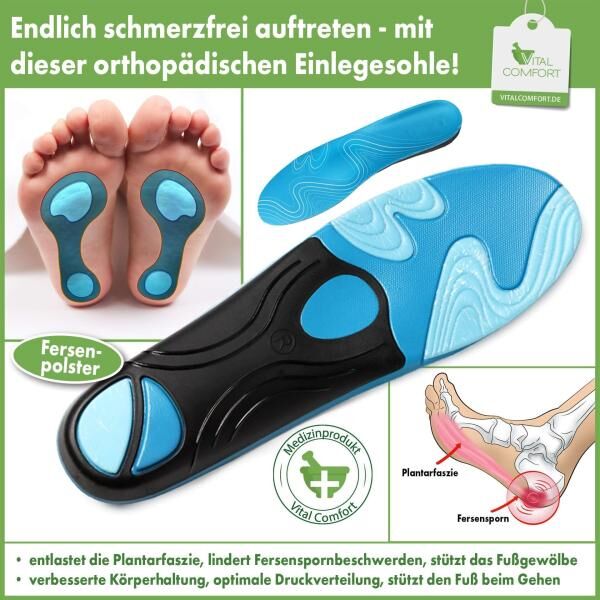 Vital Comfort Einlegesohlen bei Fersensporn und Plantarfaszie, 1 Paar