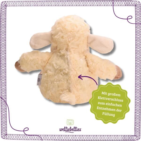welliebellies® "Lamm groß" Wärmekuscheltier mit Bio-Hirse-Füllung, spendet bis zu 90 min Wärme