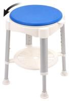 ANTAR Aluminium Duschhocker mit Drehsitz (36 cm) höhenverstellbar 40 bis 52 cm und rutschfest