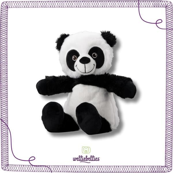 welliebellies® "Panda groß" Wärmekuscheltier mit Bio-Hirse-Füllung, spendet bis zu 90 min Wärme