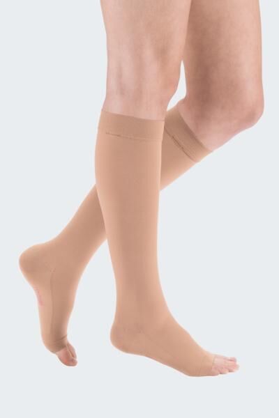 medi mediven comfort atmungsaktive Kompressionsstrümpfe, doppelt gestrickte Komfortsohle u. Lanolin