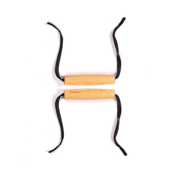 FLEXVIT ergonomisch geformte Griffe aus Holz für Zug- und Druckübungen inkl. Karabinern