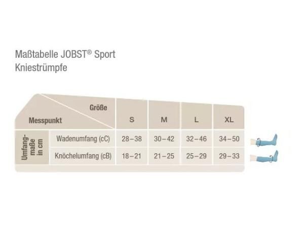 JOBST Sport Kompressionsstrümpfe Kniestrümpfe mit Carbonfasern und flacher Zehennaht