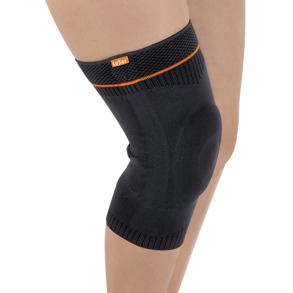 Luxor hochwertige Kniebandage unisex mit Massageeffekt durch Druckpolster aus Silikon (Pelotten)