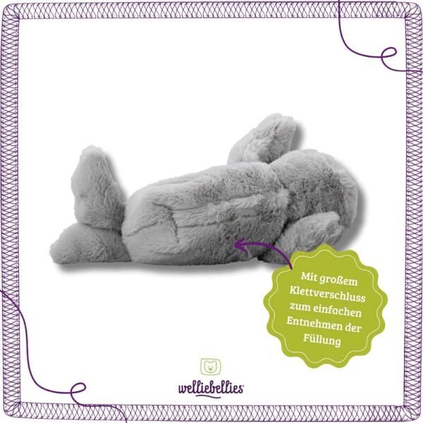 welliebellies® "Seehund groß" Wärmekuscheltier mit Bio-Hirse-Füllung, spendet bis zu 90 min Wärme