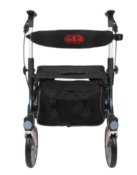 ANTAR Aluminium Rollator zusammenklappbar und extragroße Räder mit Rückenlehne und Sitzfläche