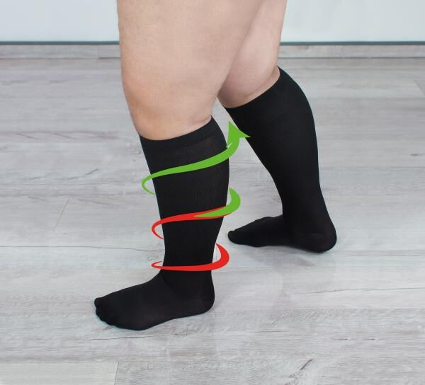 Hydas Kniestrümpfe Reisestrümpfe schwarz für Damen und Herren, weitgeschnitten für kräftige Waden