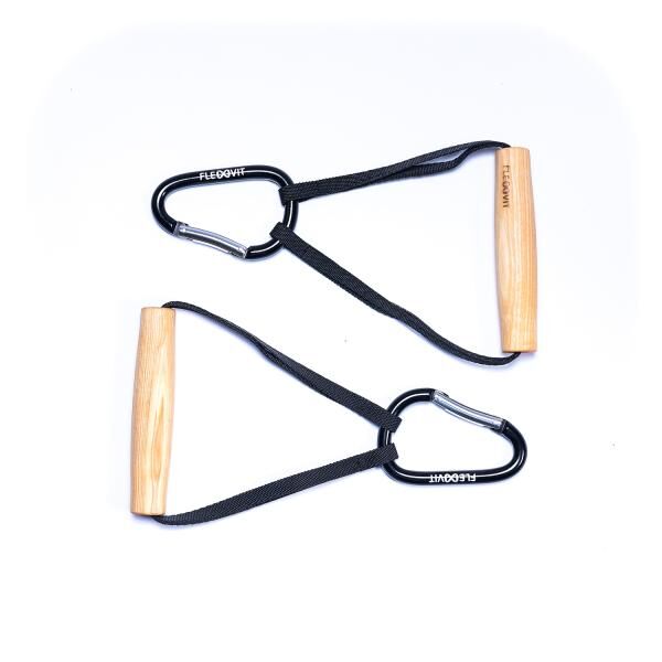 FLEXVIT ergonomisch geformte Griffe aus Holz für Zug- und Druckübungen inkl. Karabinern