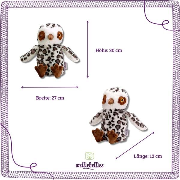 welliebellies® "Eule groß" Wärmekuscheltier mit Bio-Hirse-Füllung, spendet bis zu 90 min Wärme