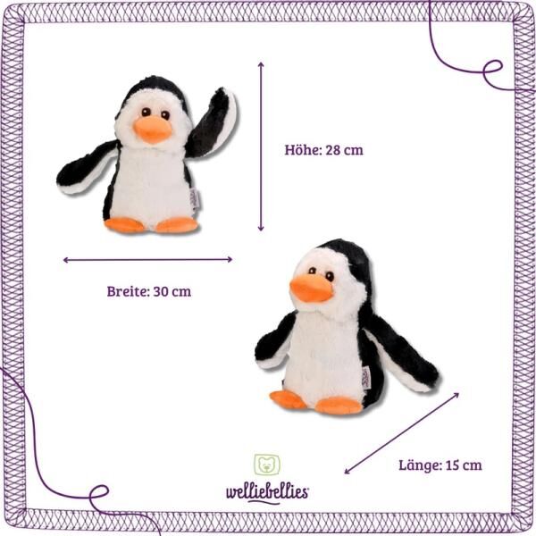 welliebellies® "Pinguin groß" Wärmekuscheltier mit Bio-Hirse-Füllung, spendet bis zu 90 min Wärme