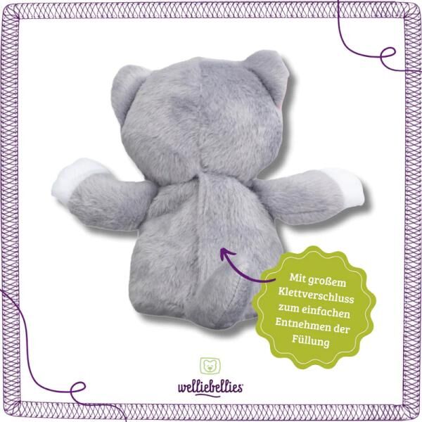 welliebellies® "Katze midi" Wärmekuscheltier mit Bio-Hirse-Füllung, spendet bis zu 90 min Wärme