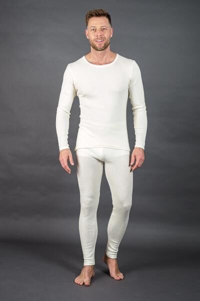 Moser Care Angora Herren Unterhemd mit langem Arm 30 % Angora ohne Seitennähte