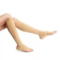 Vital Comfort Kompressions-Kniestrümpfe offene Fußspitze, leichter Kompression und Reißverschluss