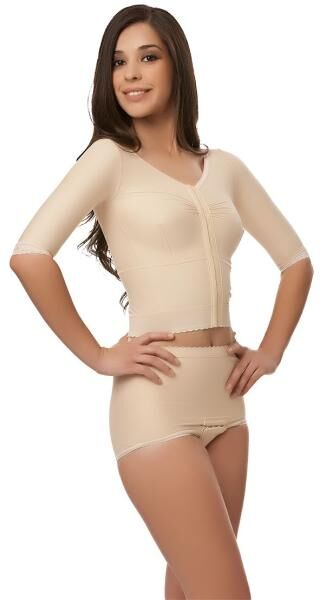 Triconmed isavela Damen Kompressionsweste mit kurzen Ärmeln, 3 Reihen Hakenverschluss