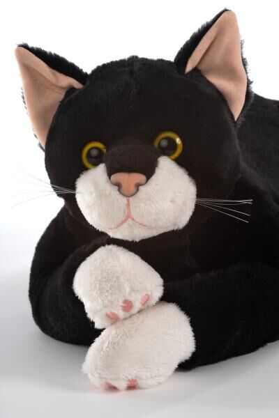 RobiCare® interaktive Therapiekatze "schwarz-weiß" Demenz-Plüschtier, mit Bewegungssensor