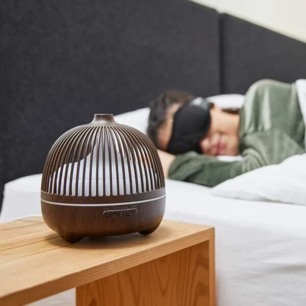 Nachtwaechter Sana Aroma-DIFFUSOR mit Ultraschall-Verneblung in Holzoptik für Aromatherapie