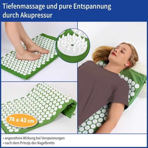 Deel Basics Akkupressurmatte 74 x 43 cm Tiefenmassage und pure Entspannung durch Akupressur