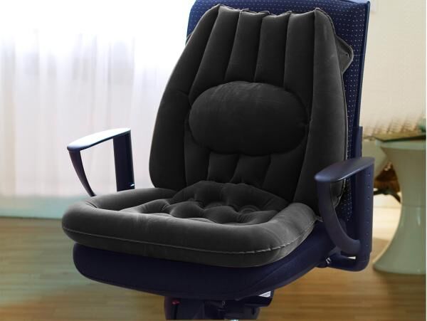 Vital Comfort Sitzkissen mit Lendenwirbelstütze aufblasbar in Athrazit - Belastbar bis 90 kg