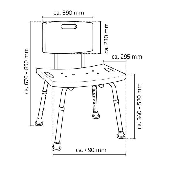 RIDDER Bad-Stuhl Sam, höhenverstellbar, weiß, rutschhemmende Sitzfläche