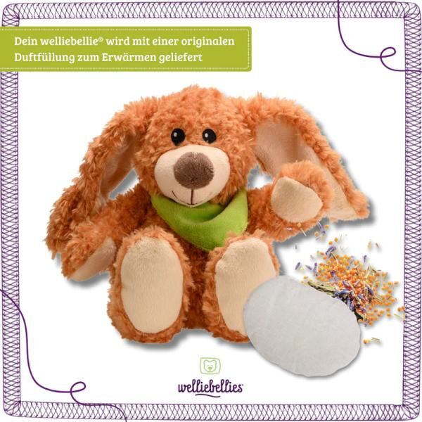 welliebellies® "Hase groß" Wärmekuscheltier mit Bio-Hirse-Füllung, spendet bis zu 90 min Wärme