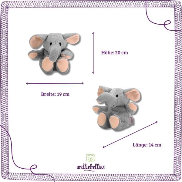 welliebellies® "Elefant midi" Wärmekuscheltier mit Bio-Hirse-Füllung, spendet bis zu 90 min Wärme