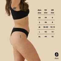 Vorschau: dais Tanga Daily Periodenunterwäsche mit Einlage, für leichte Tage, 3er Bundle, Schwarz