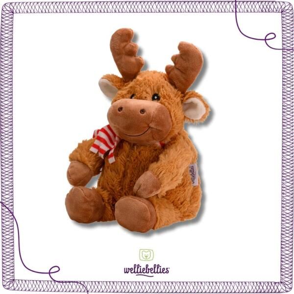welliebellies® "Elch groß" Wärmekuscheltier mit Bio-Hirse-Füllung, spendet bis zu 90 min Wärme
