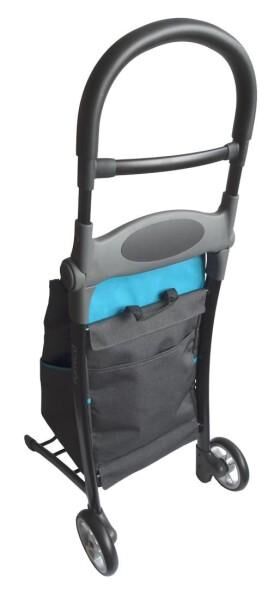Mobilex Koala Einkaufstrolley mit Sitzfunktion in blau/grau aus reißfestem Nylon