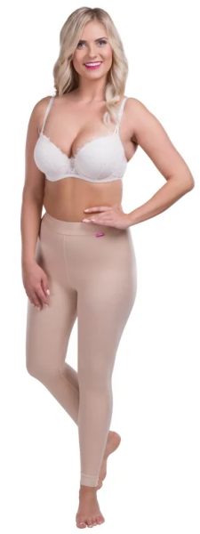 lipoelastic TB postoperative knöchellange Kompressions Leggings schwarz für Damen im Pull-up Design