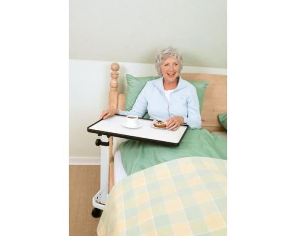 RUSSKA Beistell-Tisch Betttisch Comfort weiß o. Buche mit Rollen, Höhe: 66 - 98 cm u. Kippfunktion