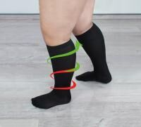 Vorschau: Hydas Kniestrümpfe Reisestrümpfe schwarz für Damen und Herren, weitgeschnitten für kräftige Waden