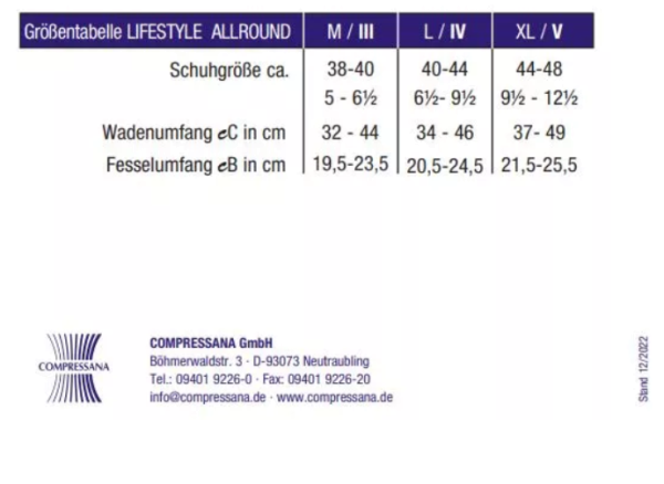 Compressana Kompressionskniestrumpf Lifestyle Allround für Freizeit, Reise und Sport