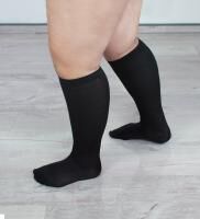 Vorschau: Hydas Kniestrümpfe Reisestrümpfe schwarz für Damen und Herren, weitgeschnitten für kräftige Waden