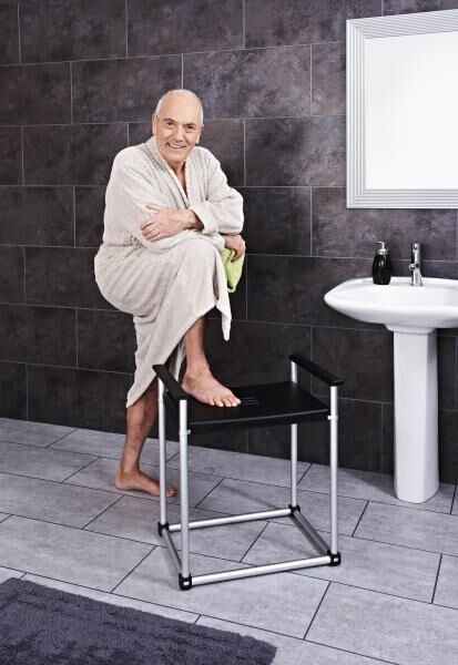 RIDDER Bad-Hocker Zac XXL schwarz, mit Armlehnen für leichteres Aufstehen