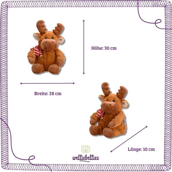 welliebellies® "Elch groß" Wärmekuscheltier mit Bio-Hirse-Füllung, spendet bis zu 90 min Wärme