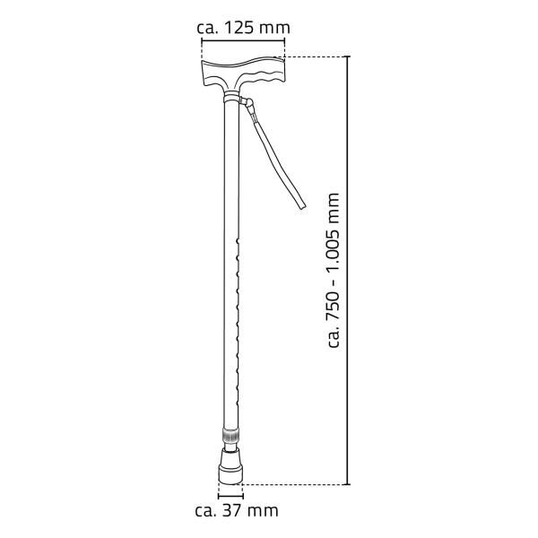 RIDDER Gehstock Ally höhenverstellbar ca. 75-100,5 cm mit Aufhänglasche und ergonomischen Griff