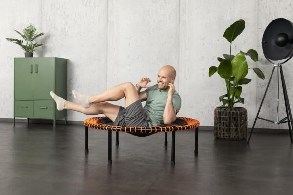bellicon Trampolin Klassik mit Klappbeinen, 100 cm für Basisübungen, starke Seilringstärke