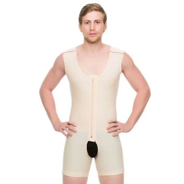 TRICONmed ISAVELA postoperativer ärmelloser Herren Kompressions-Body mit offenem Schritt